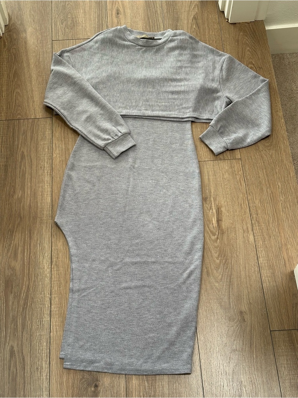 Grey Knit Two-Piece Dress Set